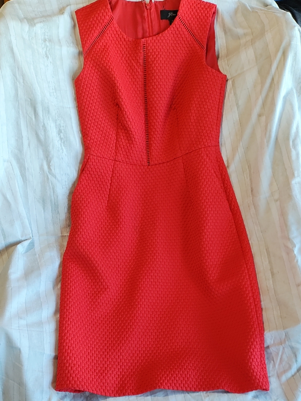 J. Crew Warm Cerise Red Textured Mini Portfolio Dress, Size 0, Pockets!